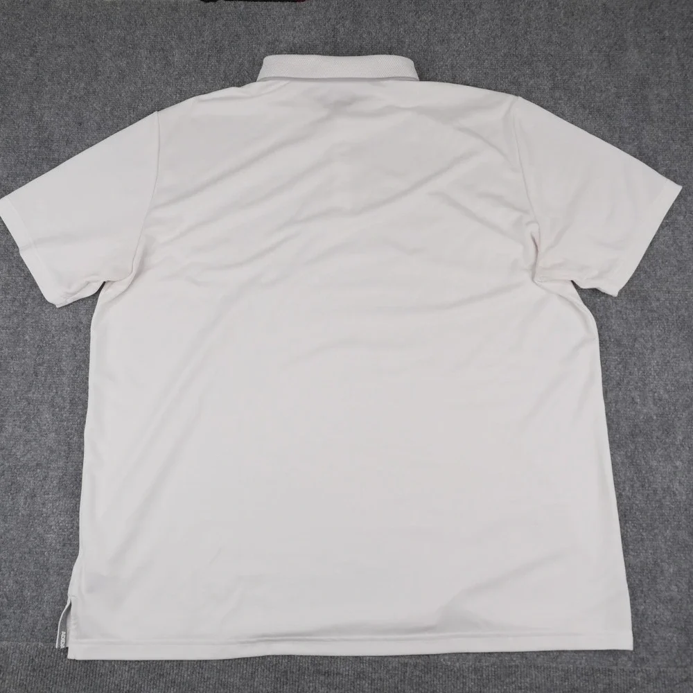 Adidas Golf Polo Shirt‎ Mens 2XL White Grey Stripe Performance Short Sleeve